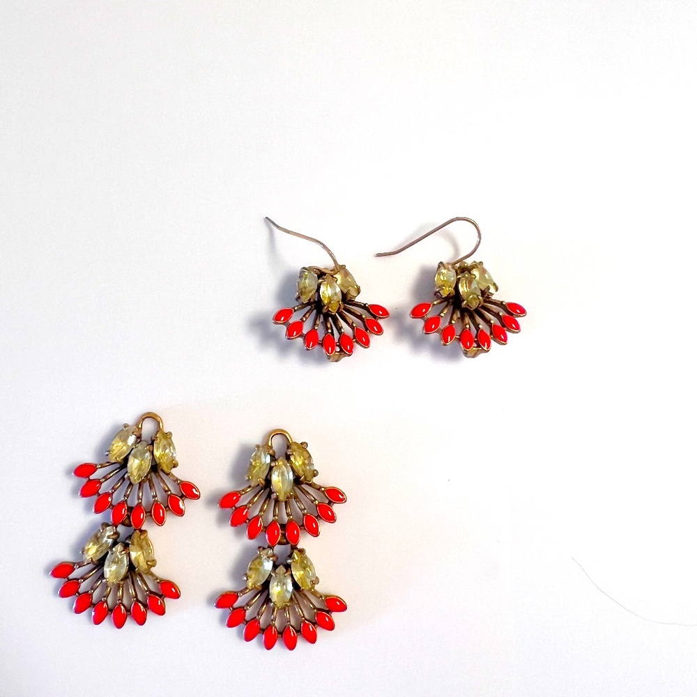 Stella and Dot convertible earrings orange and gold